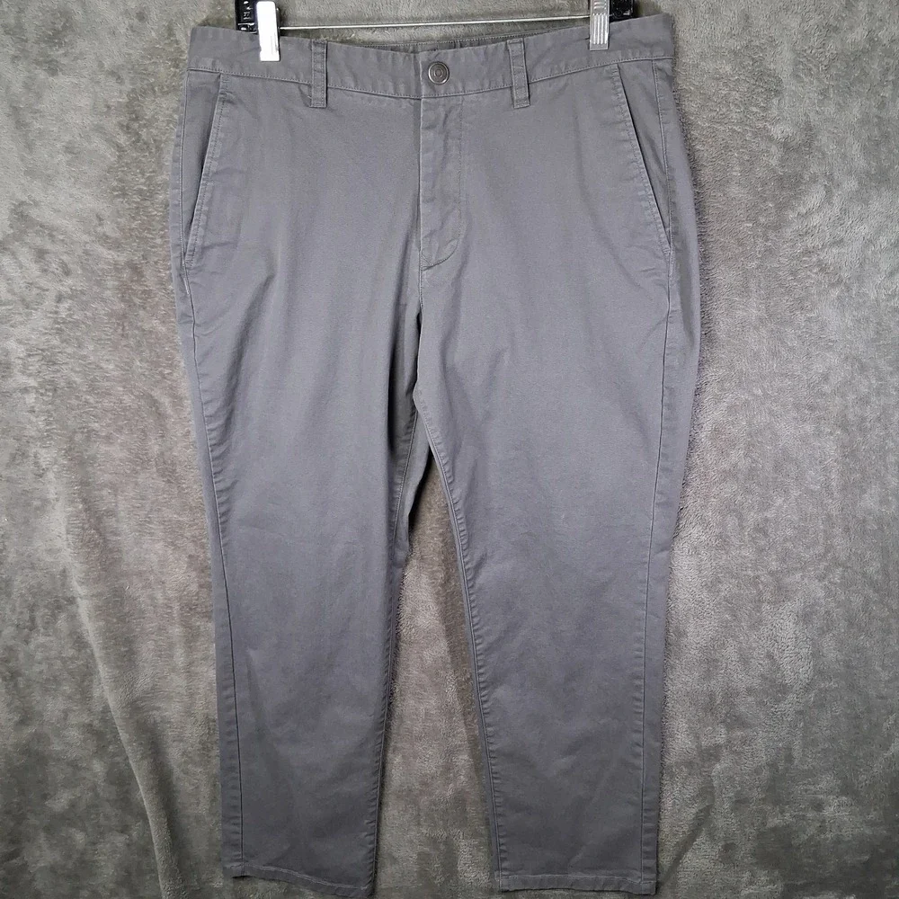 Bonobos Athletic Fit Pants Men Size 33x28 Gray Mid-Rise Straight Leg Flat Front